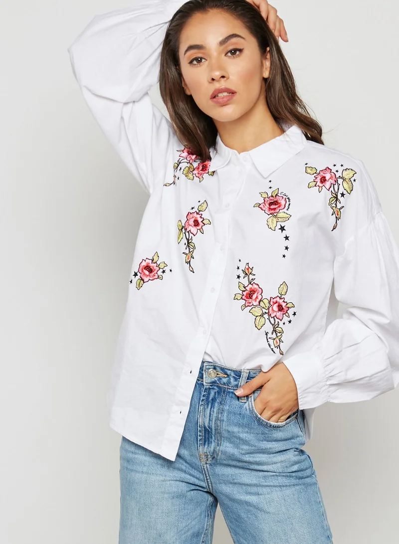 TOPSHOP Rose Embroidered Shirt