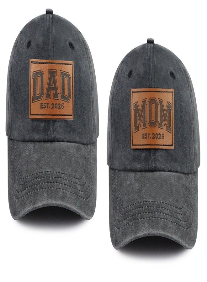 Kahhrepa Gifts for New Parents, Mom and Dad Est 2026 Baseball Cap, Baby Announcement Party Decorations Hat, Christmas Birthday Gifts for Expecting Moms Papa Mama Black - Image 1