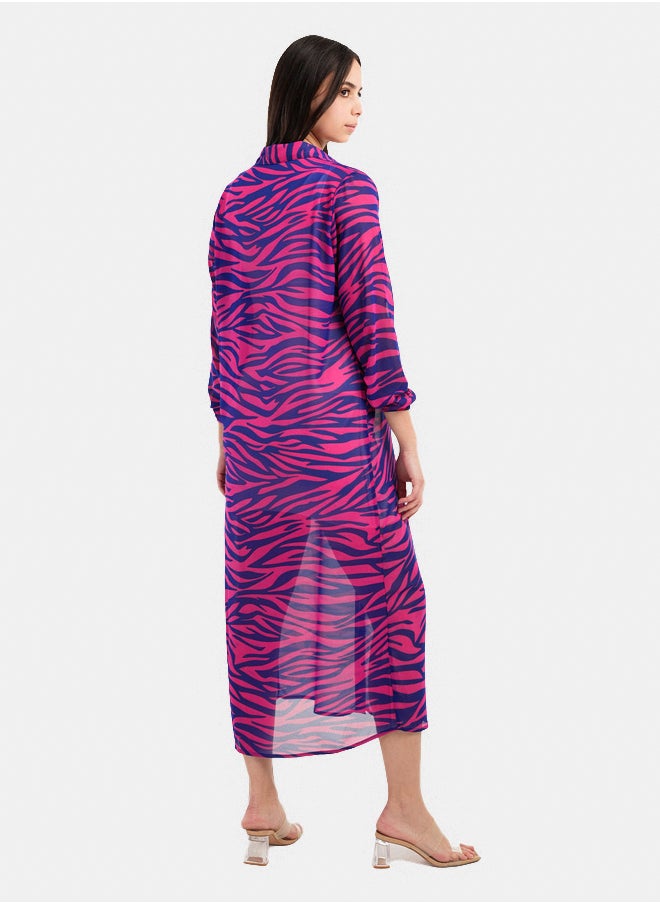 Clue Chiffon Printed Shirt Dress  - Image 4