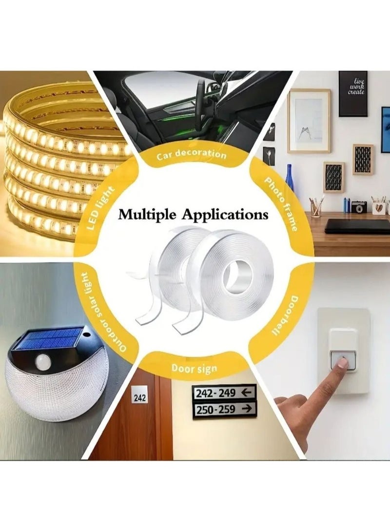 ZedPack Heavy Duty Double-Sided Mounting Tape, Removable Nano Tape for Poster Carpet Picture Hanging Strip Rug Wall Outdoor - Clear & Strong Adhesive Multipurpose Mounting Tape, Removable Adhesive Foam Tape, Transparent, Household - Image 5