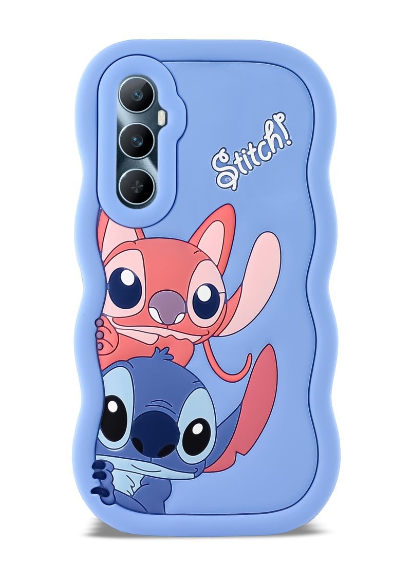 Generic - Lilo and Stitch Cartoon 3D Wavy Soft Silicone Phone Case for Realme C65 (Light Blue) - Image 1