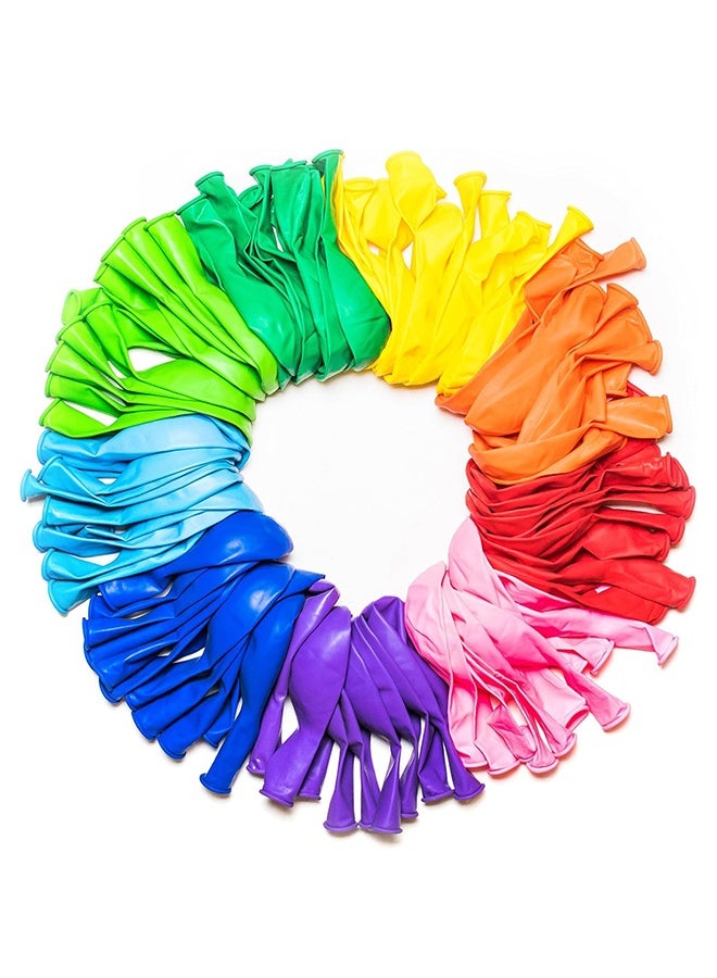 غنافوتو 100 عبوة بالونات قوس قزح، 12 بوصة، مجموعة بالونات قوس قزح، بالونات حفلات لاتكس ملونة بالحلوى، ألوان زاهية متنوعة، مصنوعة من اللاتكس القوي متعدد الألوان، إكسسوار تزيين حفلات أعياد الميلاد للأطفال، برج بالون مقوس - Image 1