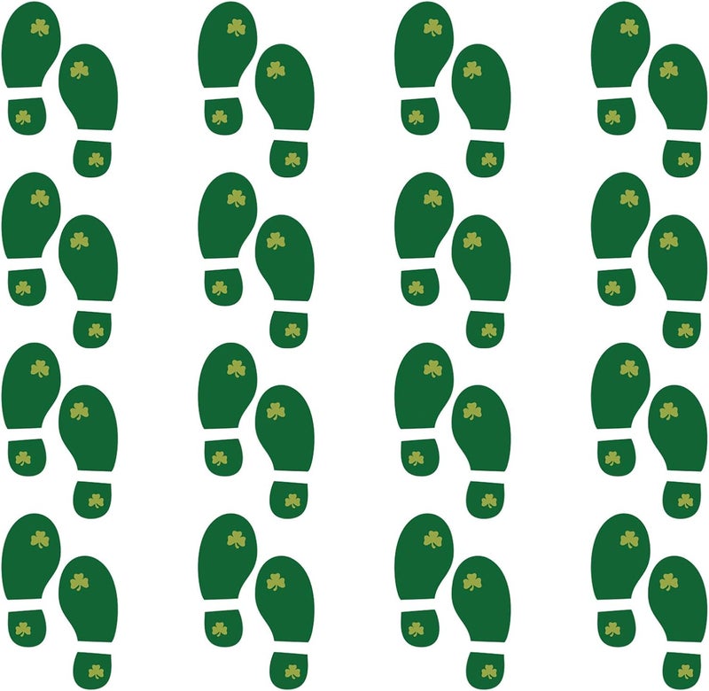 Konsait Stparticks Day Decorations Konsait StPatrick Leprechaun Footprint Floor Decals Removable Shamrock Foot Stickers for Window Walls Saint Pattys Day Party Favors Supplies Decoration16 Pairs - Image 1