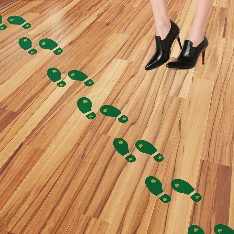 Konsait Stparticks Day Decorations Konsait StPatrick Leprechaun Footprint Floor Decals Removable Shamrock Foot Stickers for Window Walls Saint Pattys Day Party Favors Supplies Decoration16 Pairs - Image 4
