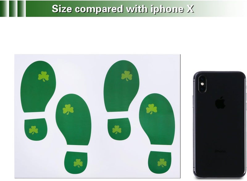 Konsait Stparticks Day Decorations Konsait StPatrick Leprechaun Footprint Floor Decals Removable Shamrock Foot Stickers for Window Walls Saint Pattys Day Party Favors Supplies Decoration16 Pairs - Image 5