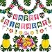 zilue Hawaiian Party Decorations Luau Birthday Party Decorations Hawaiian Birthday Banner Palm Leaves Hibiscus Flowers Paper Pineapples Flamingo Tropical Garland for Summer Beach Moana Party Decor - Image 4
