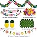 zilue Hawaiian Party Decorations Luau Birthday Party Decorations Hawaiian Birthday Banner Palm Leaves Hibiscus Flowers Paper Pineapples Flamingo Tropical Garland for Summer Beach Moana Party Decor - Image 2