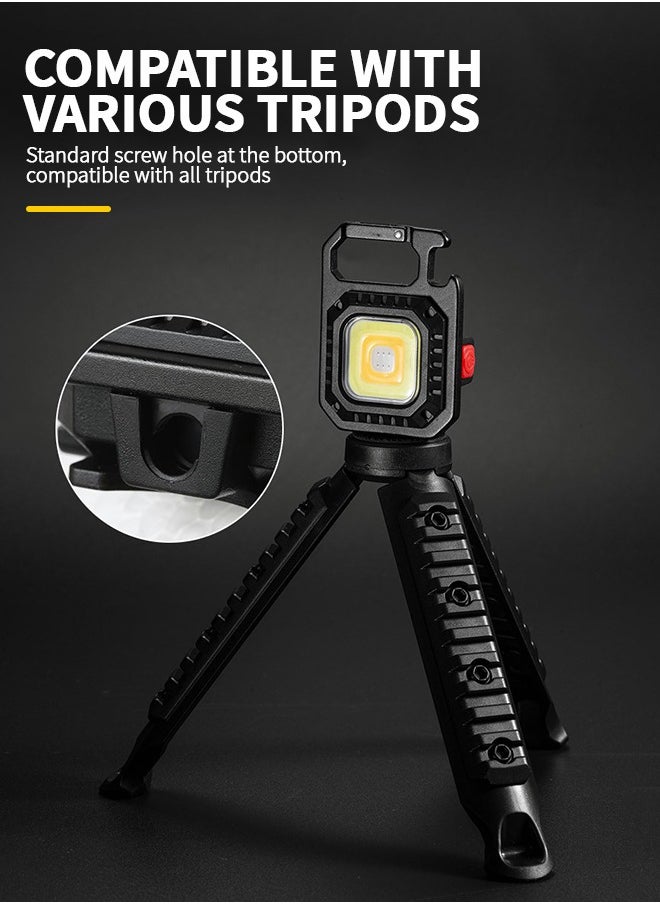 GROIC - LED COB Flashlight, Keychain Light with Stand, 500 Lumen Rechargeable Keychain Flashlights, 7 Light Modes Portable Pocket Light with Folding Bracket Bottle Opener for Camping, Emergency, Fishing - Image 1