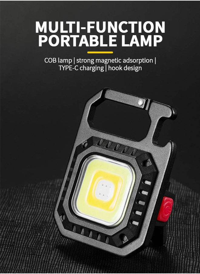 GROIC - LED COB Flashlight, Keychain Light with Stand, 500 Lumen Rechargeable Keychain Flashlights, 7 Light Modes Portable Pocket Light with Folding Bracket Bottle Opener for Camping, Emergency, Fishing - Image 1