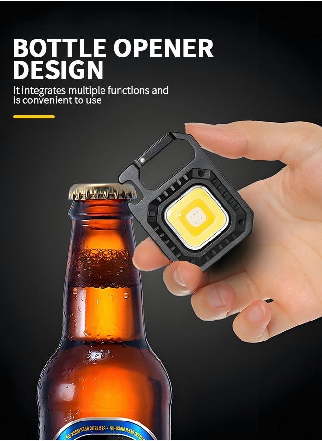 GROIC - LED COB Flashlight, Keychain Light with Stand, 500 Lumen Rechargeable Keychain Flashlights, 4 Light Modes Portable Pocket Light with Folding Bracket Bottle Opener for Camping, Emergency, Fishing - Image 1