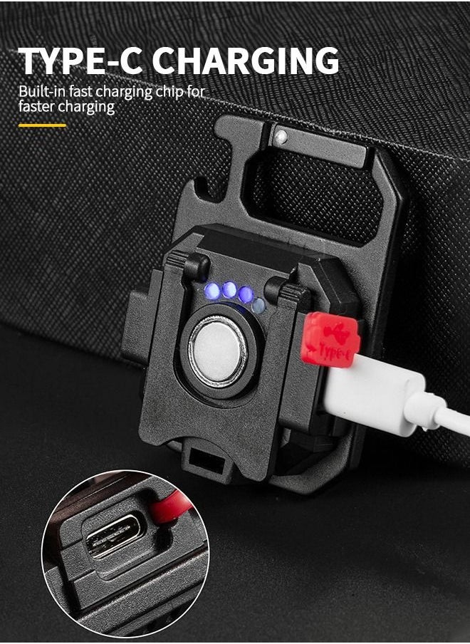GROIC - LED COB Flashlight, Keychain Light with Stand, 500 Lumen Rechargeable Keychain Flashlights, 4 Light Modes Portable Pocket Light with Folding Bracket Bottle Opener for Camping, Emergency, Fishing - Image 1