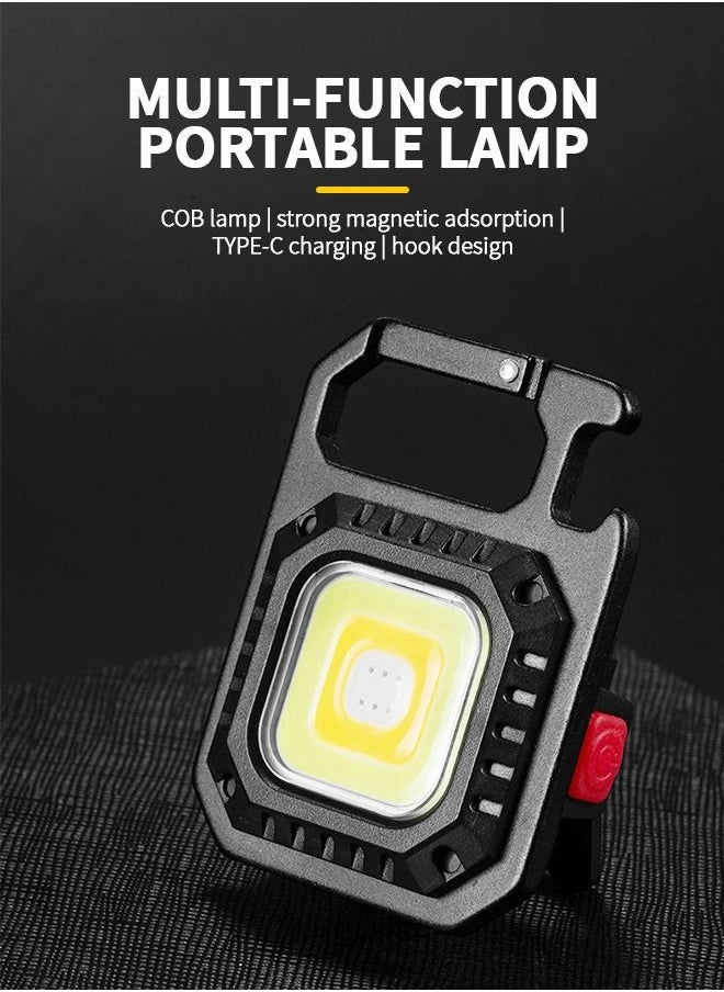 GROIC - LED COB Flashlight, Keychain Light with Stand, 500 Lumen Rechargeable Keychain Flashlights, 4 Light Modes Portable Pocket Light with Folding Bracket Bottle Opener for Camping, Emergency, Fishing - Image 1