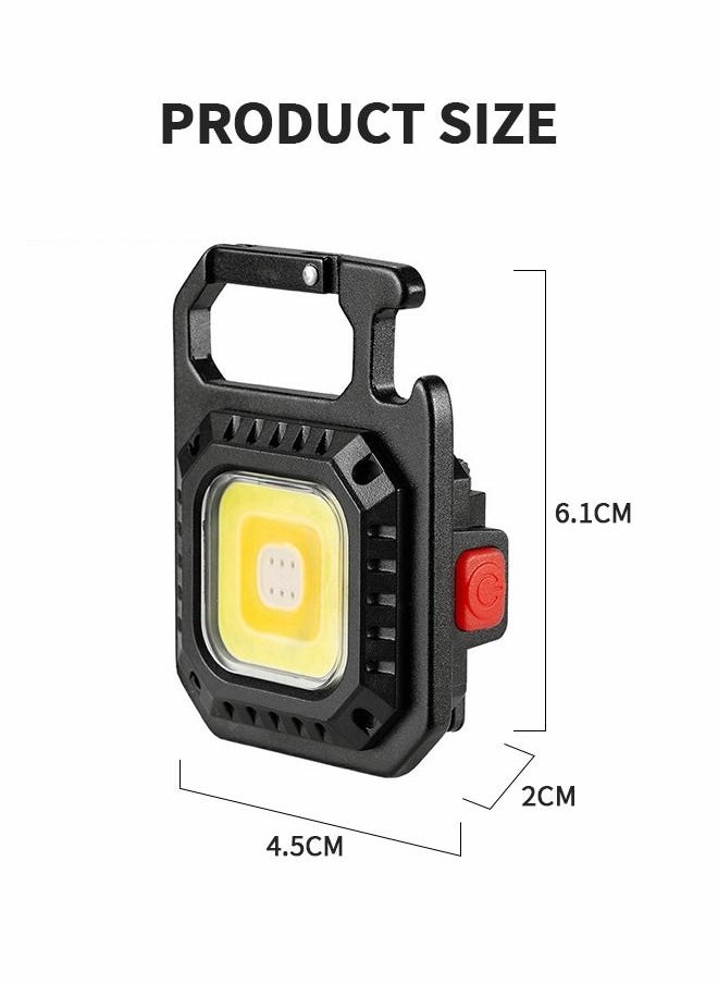 GROIC - LED COB Flashlight, Keychain Light with Stand, 500 Lumen Rechargeable Keychain Flashlights, 4 Light Modes Portable Pocket Light with Folding Bracket Bottle Opener for Camping, Emergency, Fishing - Image 1