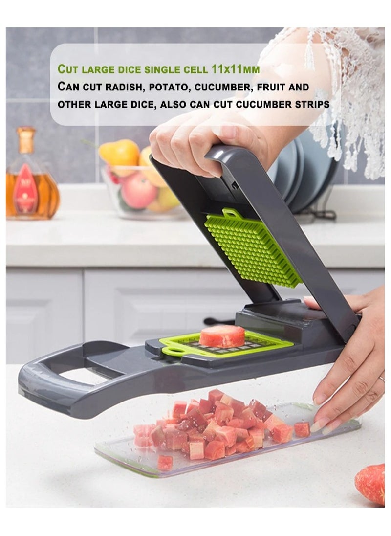 Vegetable Chopper, 14 in 1 Vegetable Slicer Dicer with 7 Stainless Stee Blades and Peeler, Vegetable Cutter for Onion Veg Garlic Potato Salad Mini Dicer Chopper.