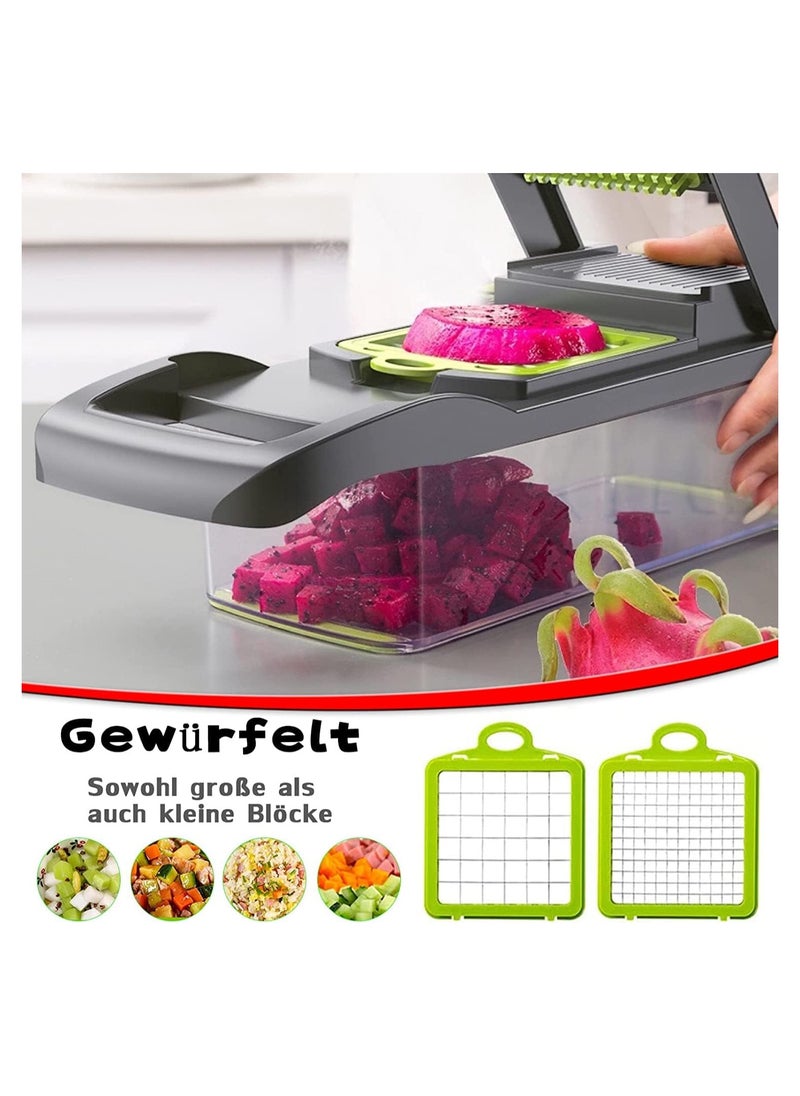 Vegetable Chopper, 14 in 1 Vegetable Slicer Dicer with 7 Stainless Stee Blades and Peeler, Vegetable Cutter for Onion Veg Garlic Potato Salad Mini Dicer Chopper.