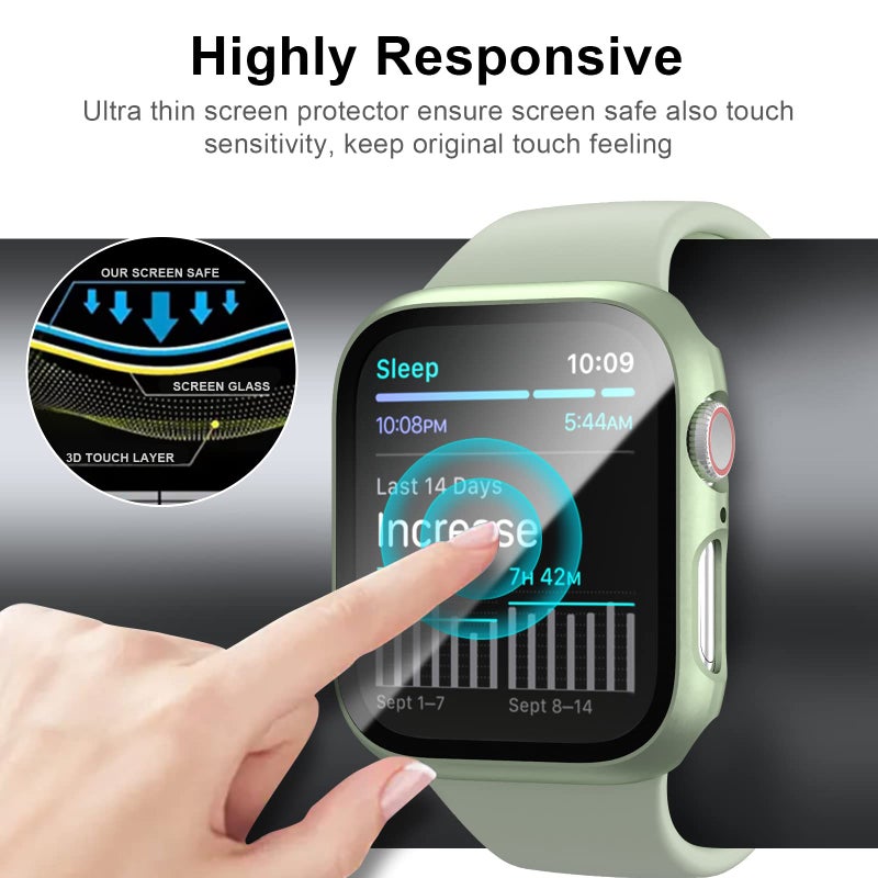 BHARVEST 6-Pack Hard PC Case with Tempered Glass Screen Protector for Apple Watch Series 9, 8, 7 45mm - Image 4