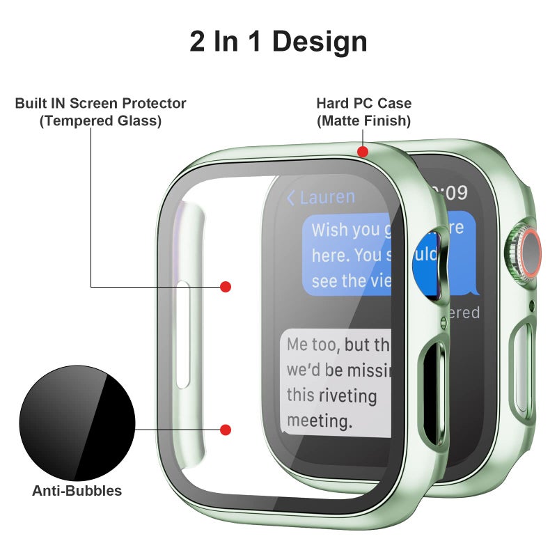 BHARVEST 6-Pack Hard PC Case with Tempered Glass Screen Protector for Apple Watch Series 9, 8, 7 45mm - Image 3
