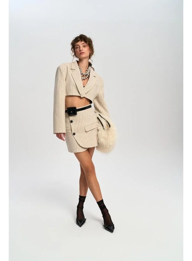 MAI STUDIOS CO.  Elegant Beige Jacket and Skirt Set. for Women | Best Price UAE