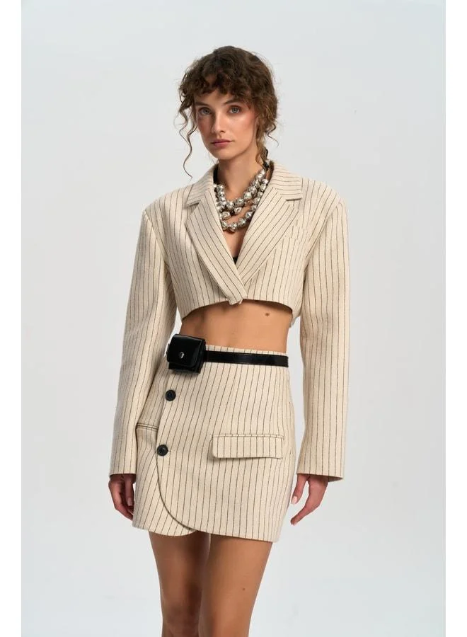 MAI STUDIOS CO.  Elegant Beige Jacket and Skirt Set. for Women | Best Price UAE