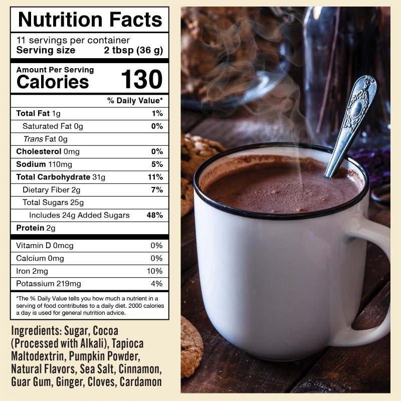 Castle Kitchen Pumpkin Spice Hot Chocolate (14 oz)-Dairy Free, Vegan Hot Cocoa Mix made With Decadent Dark Chocolate and Natural Flavors-Just Add Water-Unique Fall Flavor With No Artificial Sweeteners - Image 3