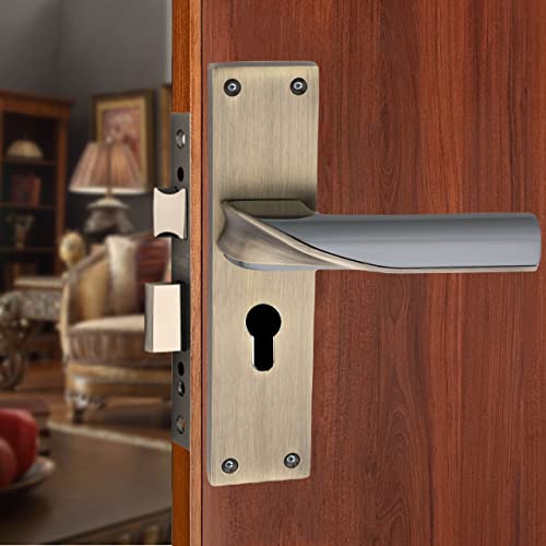 Atom Heavy Duty Mortise Door Lock with Both Sided Key for Bedroom, Living Room, Main Door, Brass Antique Finish | 3 Keys | Lockset for House Hotel Office(O56CYBSK) - Image 1