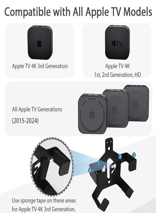 IFCASE Wall/Under Desk/Back of TV Mount Compatible with All Apple TV Generations (Including All 4K Models) (Black) - Image 2