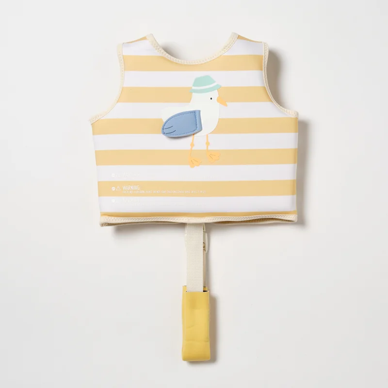 SUNNY LIFE Kids Swim Vest 1-2 Sid The Seagull Mustard Stripe