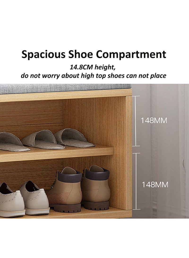 Generic Entryway Shoe Bench, Modern Shoe Storage Cabinet with Seat Cushion, 2-Tier Shoe Rack with Drawer for Hallway, Living Room, Bedroom  - Image 4