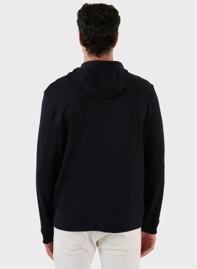 Buratti  Buratti Printed Cotton Hooded Sweatshirt with Kangaroo Pocket for Men 6141003B for Men | Best Price UAE