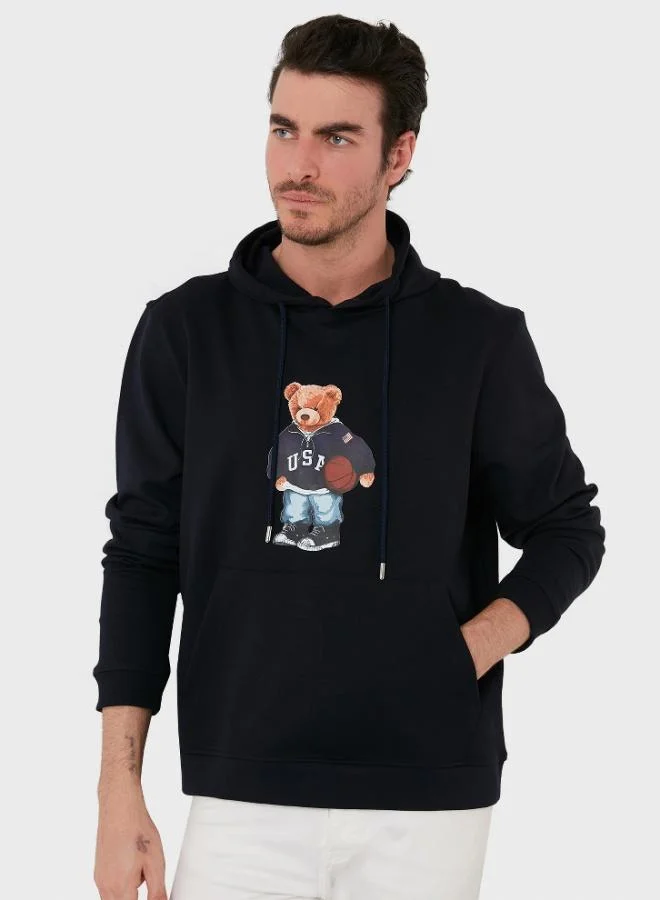 Buratti Printed Cotton Hooded Sweatshirt with Kangaroo Pocket for Men 6141003B