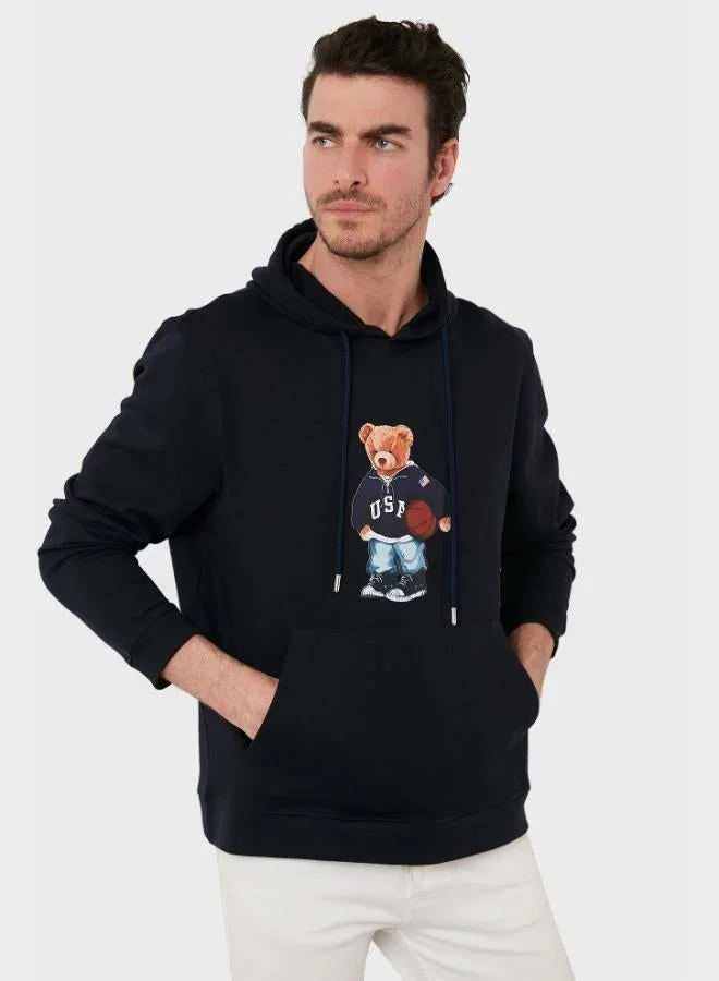 Buratti  Buratti Printed Cotton Hooded Sweatshirt with Kangaroo Pocket for Men 6141003B for Men | Best Price UAE