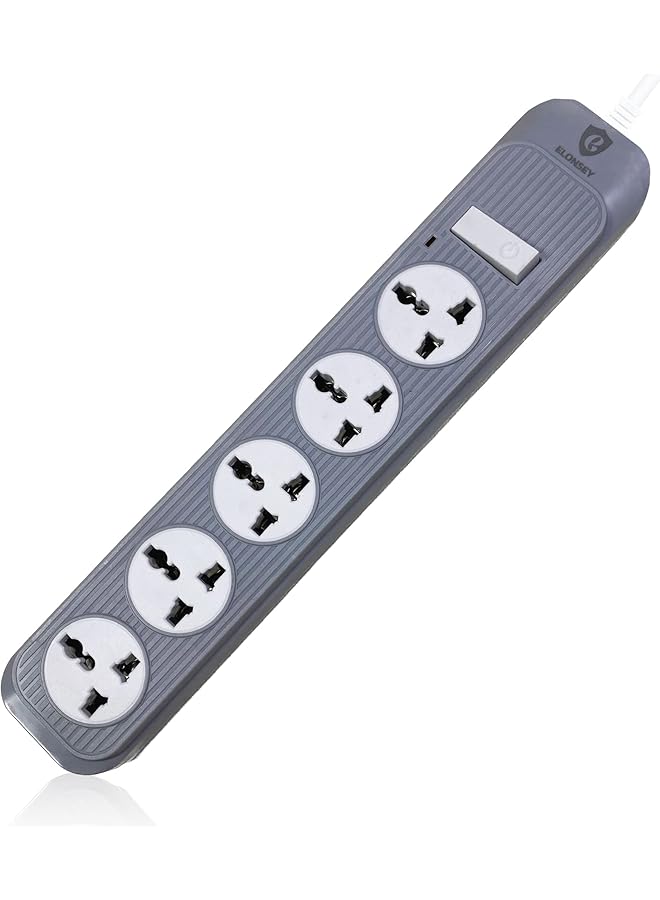 promass 5 Meter Universal Power Extension Cord with 5 Sockets, Power Strip with 5 Outlets, 5 Way Extension Lead - 5M - Image 1