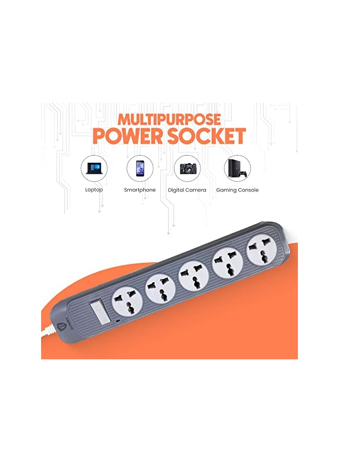 promass 5 Meter Universal Power Extension Cord with 5 Sockets, Power Strip with 5 Outlets, 5 Way Extension Lead - 5M - Image 4