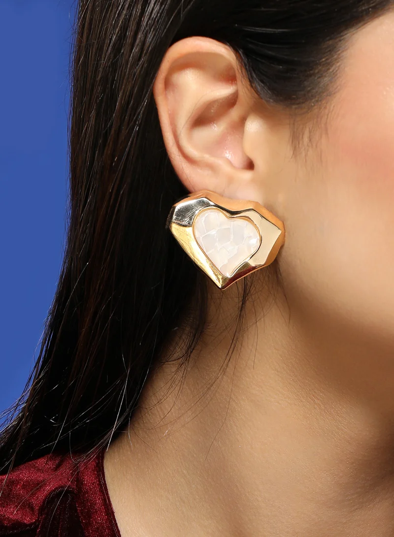 سوهي أقراط نسائية بتصميم قلب من الذهب كاليفورنيا بحجر صناعي