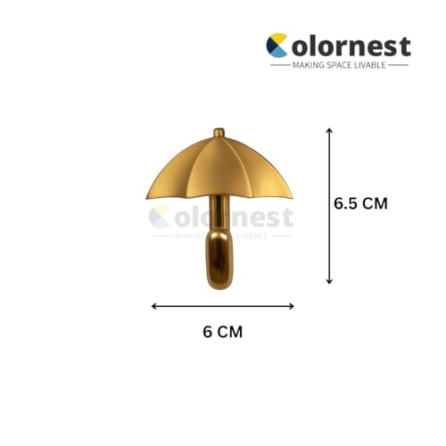Colornest 1 Pc Metal Hooks for Wall – Heavy Duty Umbrella Design Wall Hooks for Hanging | Towel, Clothes Hanger for Bathroom, Kitchen & Entryway | Gold - Image 3