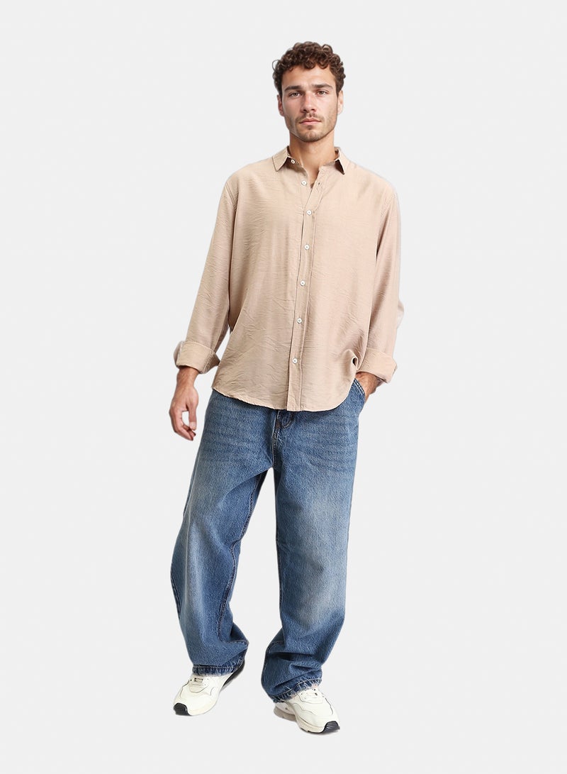 RAVIN Men Fit Cotton Slub Shirt – Sand - Image 5