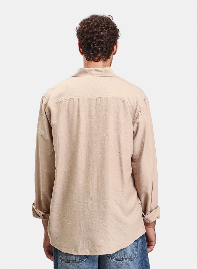 RAVIN Men Fit Cotton Slub Shirt – Sand - Image 2