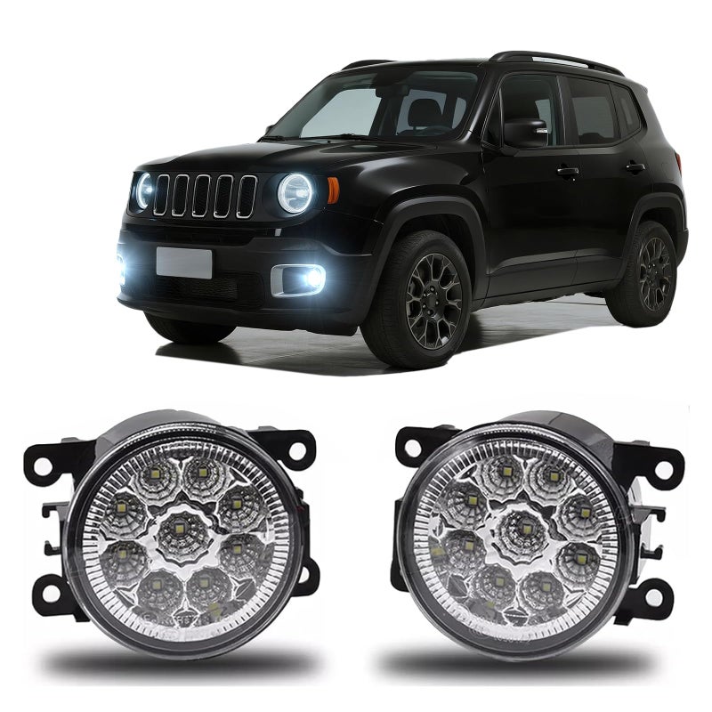 qobsos Fog Light Lamp 3.5 Inch Pair For 2015-2018 Jeep Renegade Clear Lens Bumper Replacement,45W,6000k,pack of 2 - Image 1