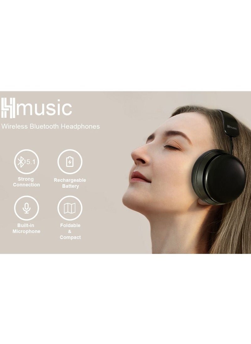 Generic - Bluetooth On Ear Headphones with Microphone and Volume Control Wireless and Wired Foldable Headset 32H Playtime Soft Protein Leather Ear Cups Wireless Built-in Mic for Travel Home Office - Image 1