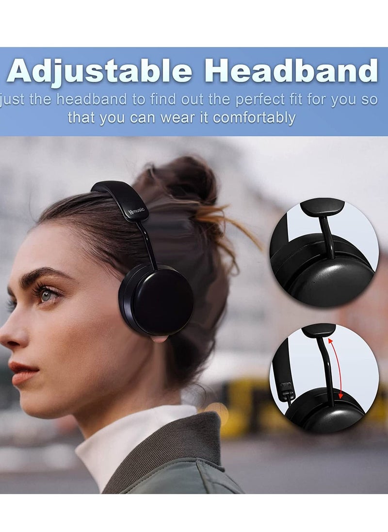 Generic - Bluetooth On Ear Headphones with Microphone and Volume Control Wireless and Wired Foldable Headset 32H Playtime Soft Protein Leather Ear Cups Wireless Built-in Mic for Travel Home Office - Image 1