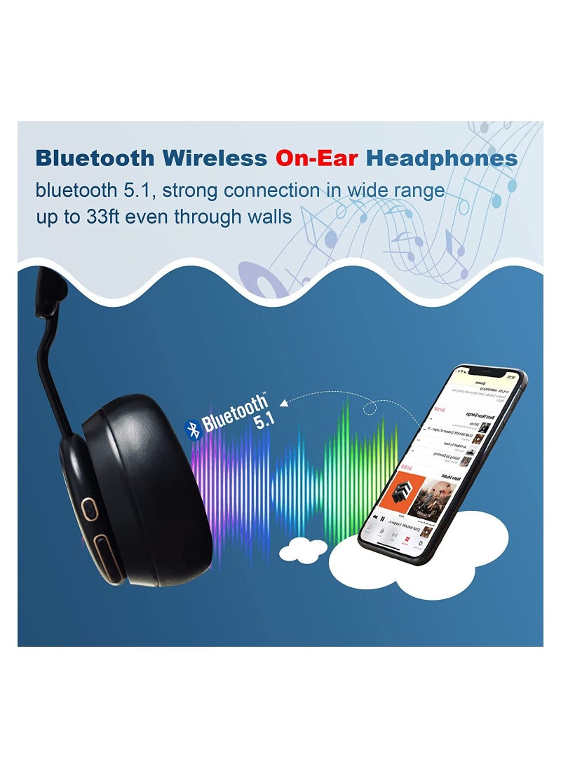 Generic - Bluetooth On Ear Headphones with Microphone and Volume Control Wireless and Wired Foldable Headset 32H Playtime Soft Protein Leather Ear Cups Wireless Built-in Mic for Travel Home Office - Image 1
