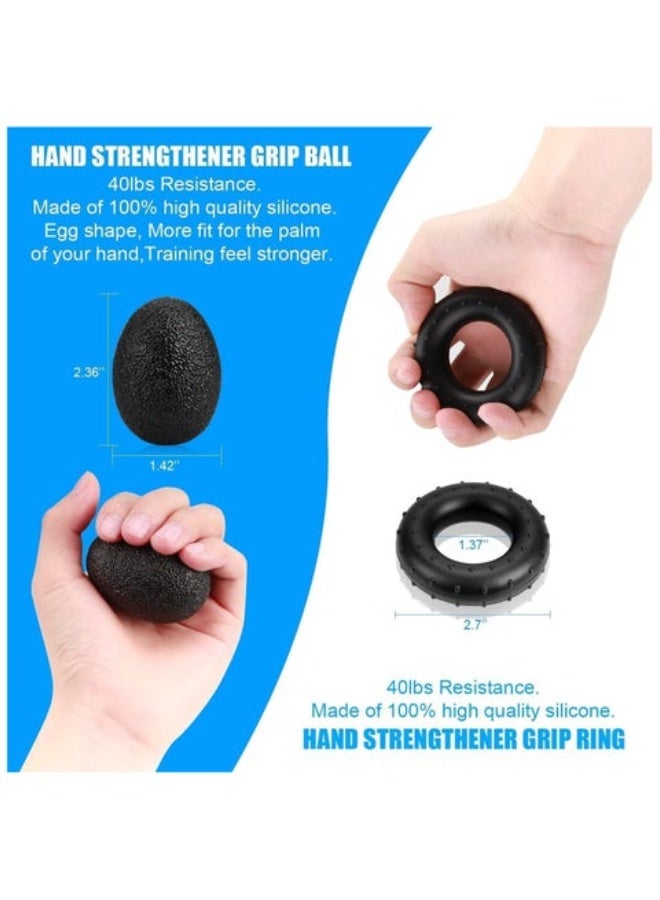 Grip Strength Trainer Set - 6 Pieces - Adjustable Resistance Hand Exerciser Kit for Forearm, Finger, and Hand Strength Training - For Men and Women - Image 2