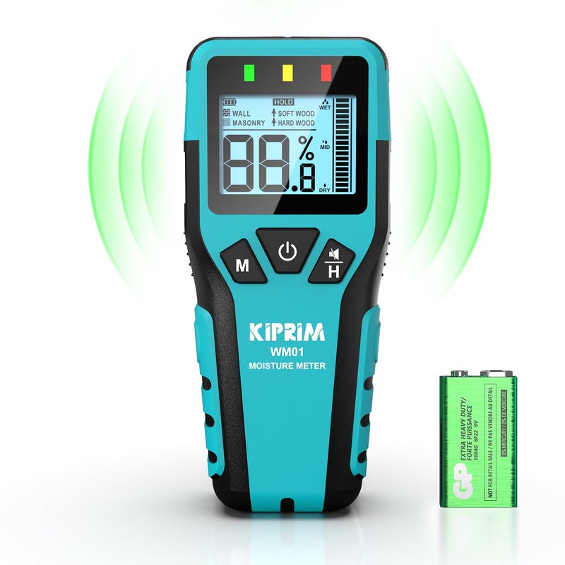Kiprim Pinless Moisture Meter Home Moisture Level Tester Damp Meter for FloorWood Walls Concrete Accurate NonDestructive Testing Moisture Meter WM01
