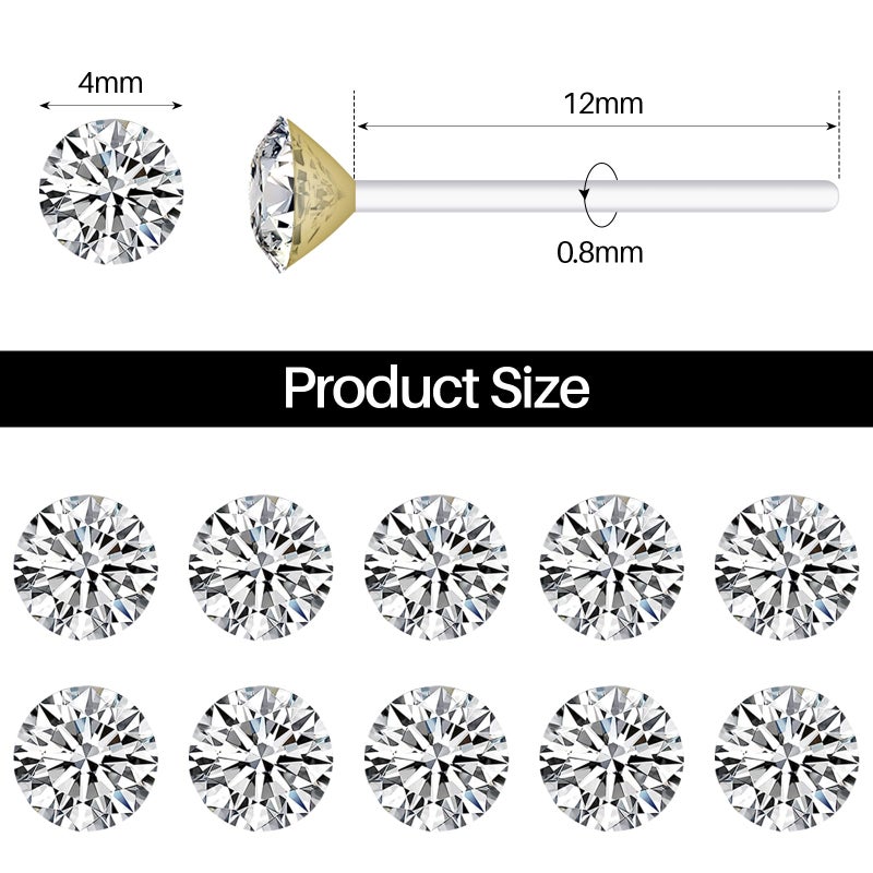 DSOMHZ Plastic Earrings,80pcs Cubic Zirconia Earrings for Gril, medical grade plastic Post earrings for sensitive ears, 3mm stud for women hypoallergenic - Image 2