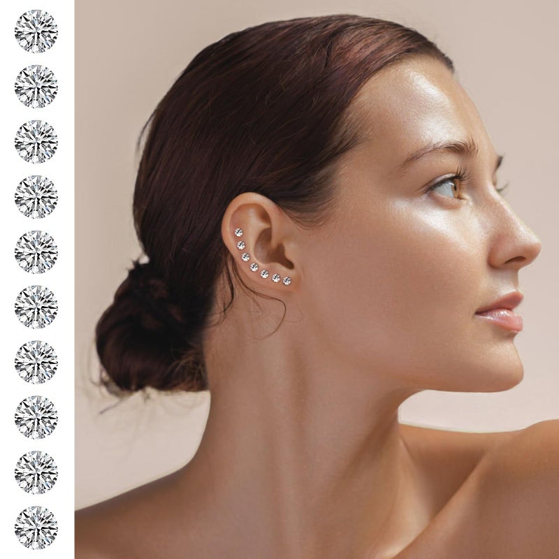 DSOMHZ Plastic Earrings,80pcs Cubic Zirconia Earrings for Gril, medical grade plastic Post earrings for sensitive ears, 3mm stud for women hypoallergenic - Image 3