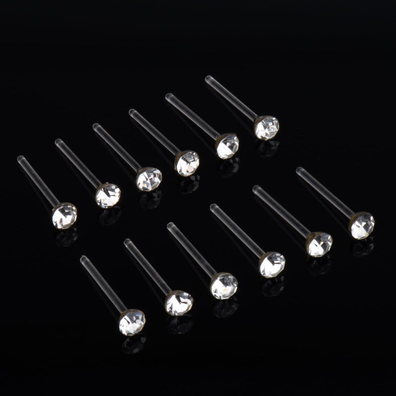 DSOMHZ Plastic Earrings,80pcs Cubic Zirconia Earrings for Gril, medical grade plastic Post earrings for sensitive ears, 3mm stud for women hypoallergenic - Image 4