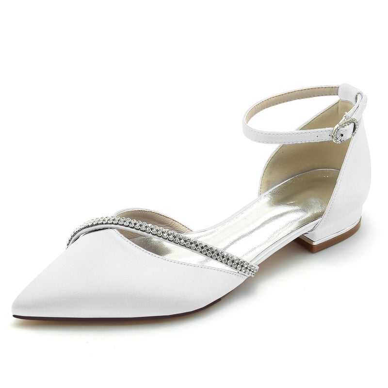 2025 Flat Heel Pointed Toe Strap Sparkling Diamond Wristband Wedding Shoes Bridal Shoes Bridesmaid Shoes Banquet Shoes 8448-46F - Image 2