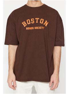 trendyol Oversize/Wide-Fit Crew Neck Short Sleeve City Printed 1 Cotton T-Shirt TMNSS21TS1217  - Image 3