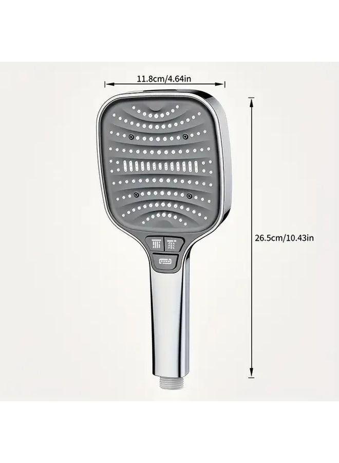 Silvery Shower Head 8 Spray Modes Powerful Boosted Filter High Flow Rainfall Panel - Image 3
