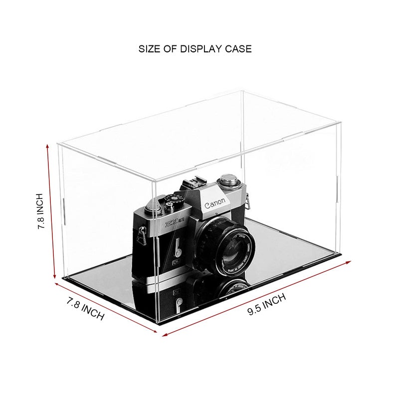 WANLIAN Clear Acrylic Display Case Self-Assembly Display Box with Black Acrylic Base Countertop Box Cube Organizer Stand Riser Dustproof Protection Showcase for Action Figures Toys Collectibles(9.5x8x8 inch)  - Image 2